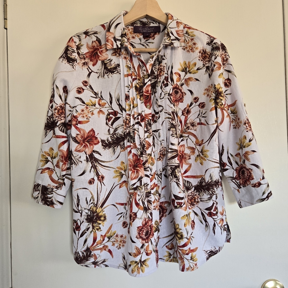 Gloria Vanderbelt Floral Print Women's S Top